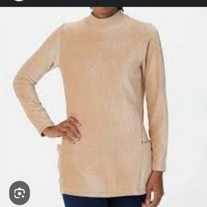 Susan Graver Tan Ribbed Long Sleeve Top